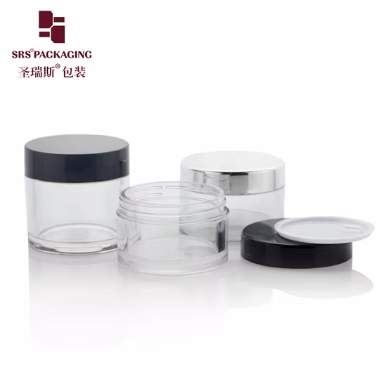 SRS Cosmetic Packaging Eco Friendly 3g 5g 10g 15g 30g 50g 80g 100g 150g Gold Clear AS PETG PET Food Grade Skincare Facemask Cream Nail Hair Plastic Jar