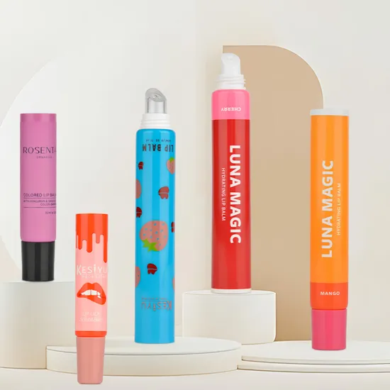 Lip Balm Tube Flexible Plastic Squeeze Cosmetic Lip Gloss Tube, Eye Cream Tube with Silicone Applicator, Soft Tip Tube 